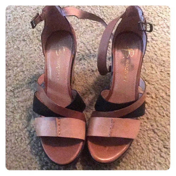Leather B Makowsky wedges size 7.5 - Picture 1 of 5